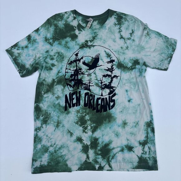 New Orleans TShirt Mens XL Green Hand Dyed & Screenprinted Swamp - Picture 1 of 7